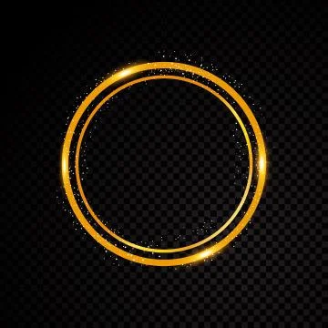 Vector round frame. Shining circle banner. Isolated on black transparent Stock Illustration