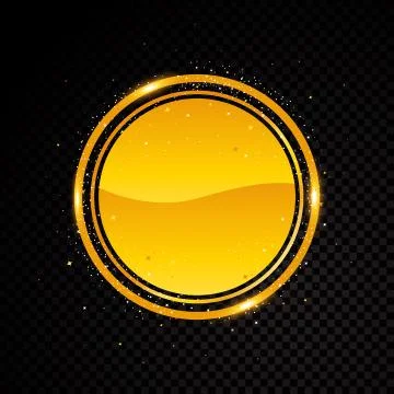 Vector round frame. Shining circle banner. Isolated on black transparent Stock Illustration