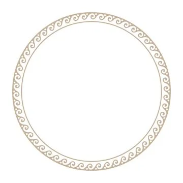 Vector round gold classic frame. Greek wave meander. Patterns of Greece Illustrazione stock