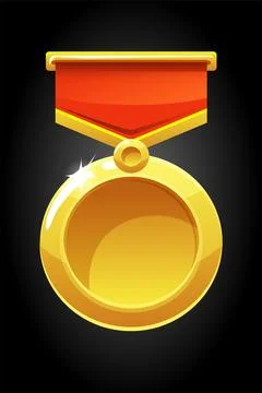 Vector round gold medal for the game. Stock Illustration