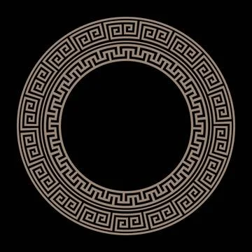 Vector round golden classic frame. Greek round frame. Greek pattern. Greek meand Stockillustratie