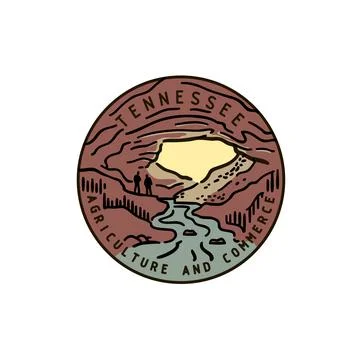 Vector round handmade label. Tennessee. Cave Stock Illustration