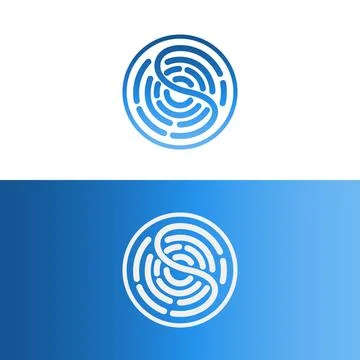 Vector round icon fingerprint logo Stock Illustration