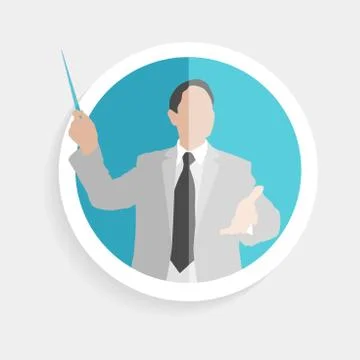 Vector round icon silhouette successful man Stock Illustration