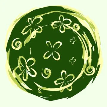 Vector Round Icon ,Sticker, Logo, Stamp, Tag Cotton Flower - Natural Cloth .. Illustrazione stock