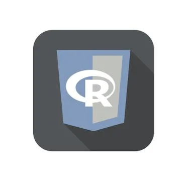 Vector round icon of web shield with R letter programming language - isolated Illustrazione stock