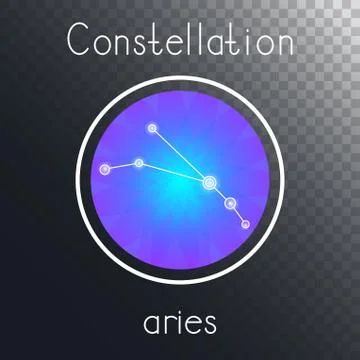Vector round icon with Zodiac constellation ARIES. Stock Illustration