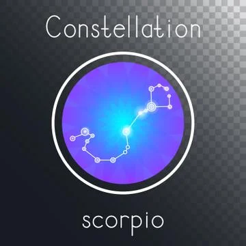 Vector round icon with Zodiac constellation SCORPIO. Stock Illustration