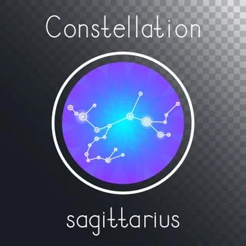 Vector round icon with Zodiac constellation SAGITTARIUS. Stock Illustration