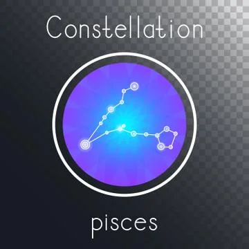 Vector round icon with Zodiac constellation PISCES. Stock Illustration