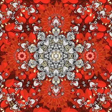Vector round mandala in childish style. Vector nature seamless pattern with abst Stock Illustration