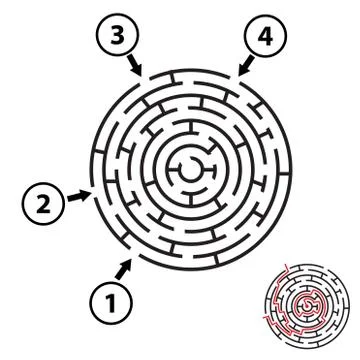 Vector round maze / labyrinth. Isolated Stock Illustration