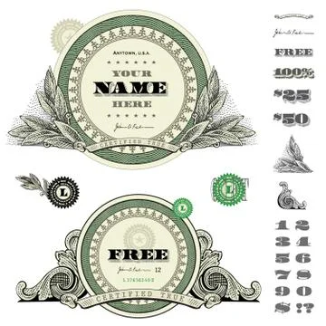 Vector round money frame set Иллюстрация