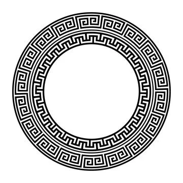 Vector round monochrome classic frame. Greek round frame. Greek pattern. Greek  Stock Illustration
