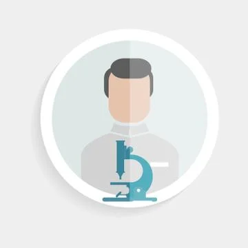 Vector round paper icon researcher successful man Stock Illustration