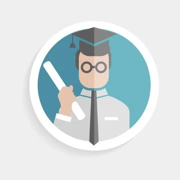 Vector round paper icon successful man Stock Illustration