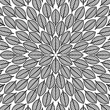 Vector round pattern with leaves. Floral pattern. 스톡 일러스트