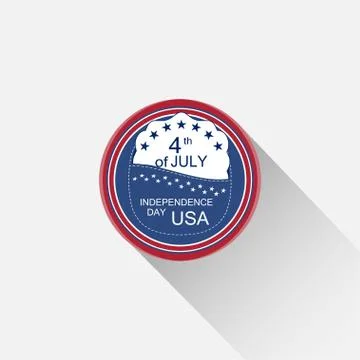 Vector round red and blue web element for Independence Day with blue pocket, Stock Illustration