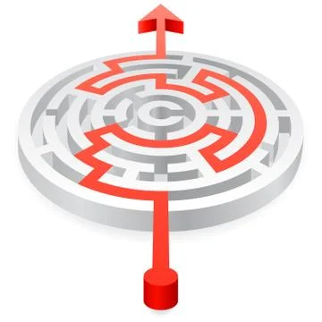 Vector Round Red Solved 3D Maze Stock-Illustration