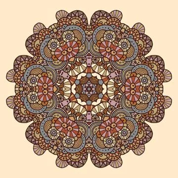 Vector round retro ornament Stock Illustration