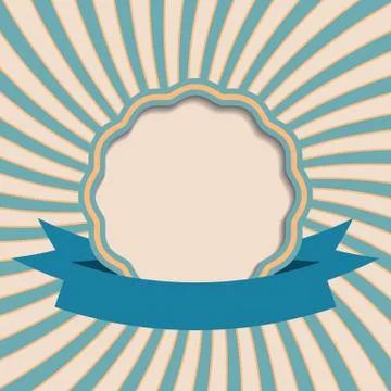 Vector round retro vintage label on sunrays background Stock Illustration