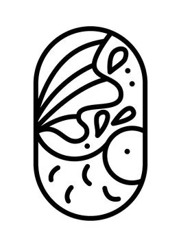 Vector round sea or river fish and waves line logo icon. Simple modern abstract Stock Illustration