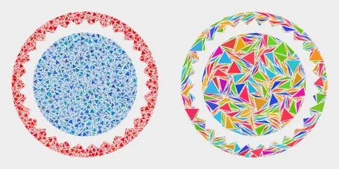 Vector Round Seal Stamp Mosaic Icon of Triangle Elements Stock Illustration
