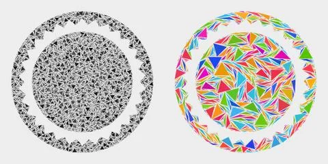 Vector Round Seal Template Mosaic Icon of Triangle Items Illustrazione stock