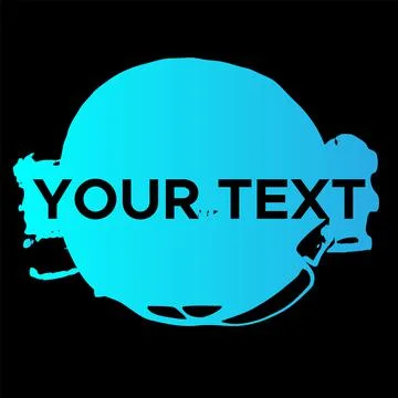 Vector Round Shape on Black. Blue Circle Stamp. Icon, Logo, Banner Design.. Stock Illustration