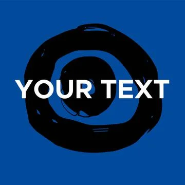 Vector Round Shape on Blue. Black Circle Stamp. Icon, Logo, Banner Design.. Stock Illustration