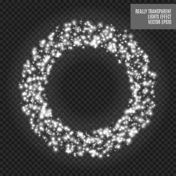 Vector round shiny frame with spark special effect. Luxury white light ring Illustrazione stock