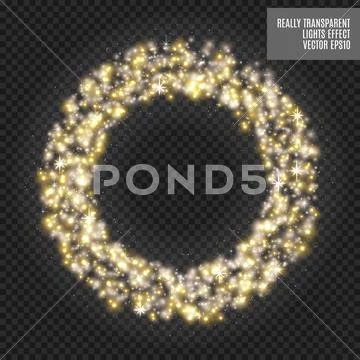 Vector Round Shiny Frame With Spark Special Effect. Luxury White Light ...