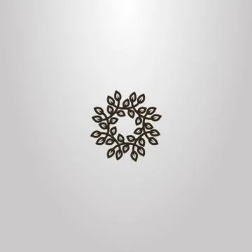Vector round sign of wreath of branches with foliage Stock Illustration