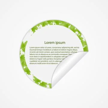Vector round sticker with green leaves Stock Illustration