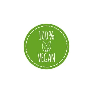 Vector round vegan logo with leaf. Vector elements for labels, logos, badges, イラスト素材