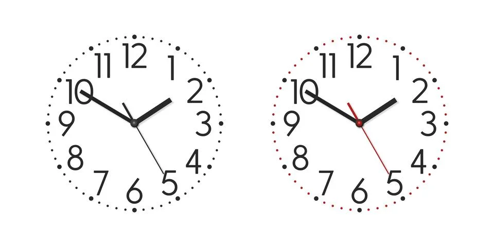 Vector Round Wall Office Clock Face Set, Design Template Isolated. Dial of Wall Stock Illustration