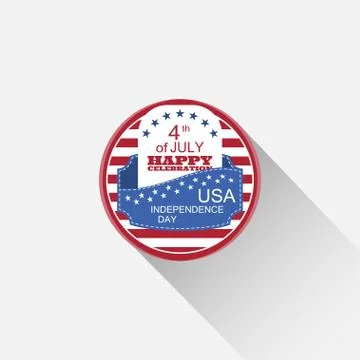 Vector round web element for Independence Day with red stripes, blue pocket, Stock Illustration