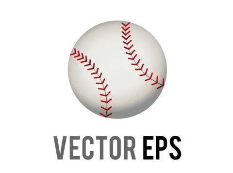 Vector round white ball for baseball icon with regulation red stitching Stock Illustration