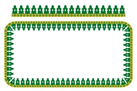 Vector Rounded Corner Rectangle Decoration Traditional House of Old Jakarta Stock Illustration