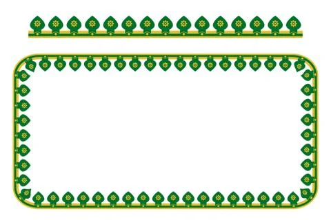 Vector Rounded Corner Rectangle Decoration Traditional House of Old Jakarta Stock Illustration