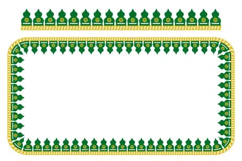 Vector Rounded Corner Rectangle Decoration Traditional House of Old Jakarta Stock Illustration