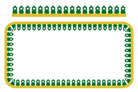 Vector Rounded Corner Rectangle Decoration Traditional House of Old Jakarta Stock Illustration