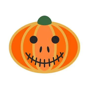 Vector Rounded orange pumpkin with scary smile Stock Illustration