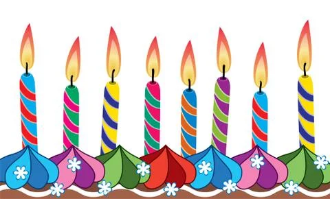 Vector row of birthday candles on cake Illustrazione stock