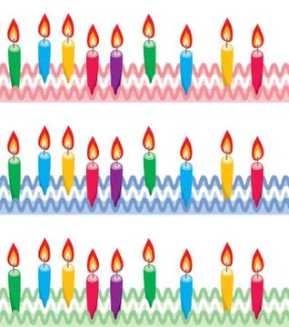 Vector rows of birthday candles on cake Stock Illustration