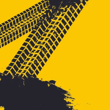 Vector of rows of black rectangles and back paint smudge on orange background Illustrazione stock