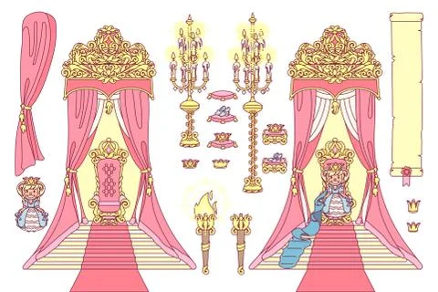 Vector royal chair, princess throne Stock Illustration