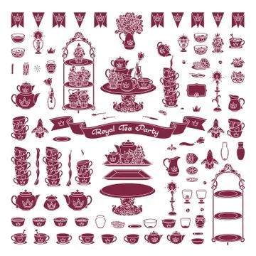 Vector Royal dishes, tableware set Stock Illustration