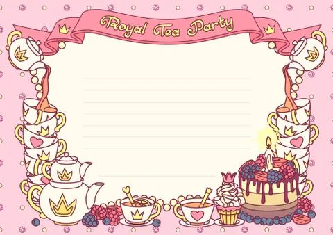 Vector Royal tea party template Stock Illustration