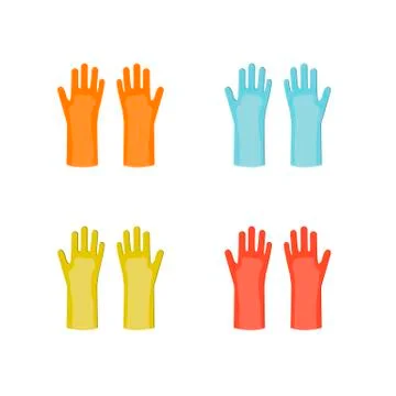 Vector rubber gloves in different colors equipment Stock Illustration